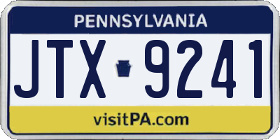 PA license plate JTX9241