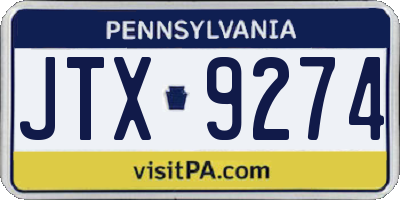 PA license plate JTX9274