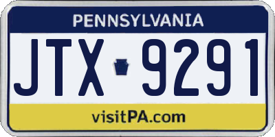 PA license plate JTX9291