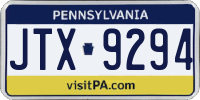 PA license plate JTX9294