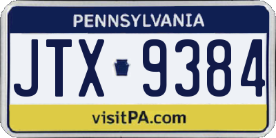 PA license plate JTX9384