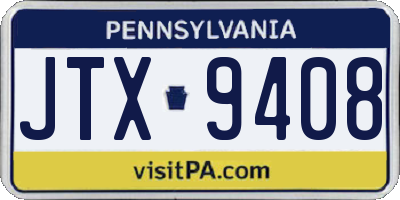 PA license plate JTX9408