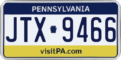 PA license plate JTX9466