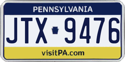 PA license plate JTX9476