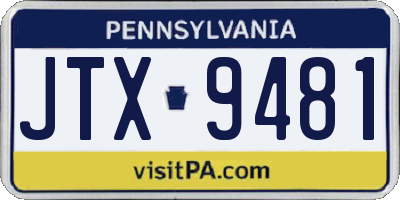 PA license plate JTX9481