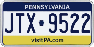 PA license plate JTX9522