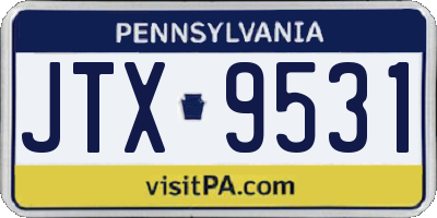 PA license plate JTX9531