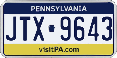 PA license plate JTX9643