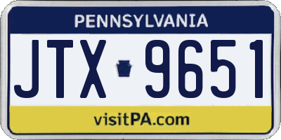 PA license plate JTX9651