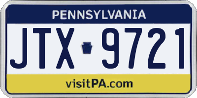 PA license plate JTX9721