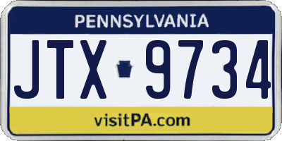 PA license plate JTX9734