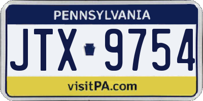 PA license plate JTX9754