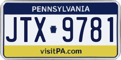 PA license plate JTX9781