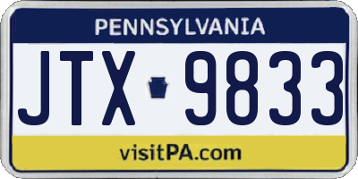 PA license plate JTX9833