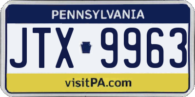 PA license plate JTX9963