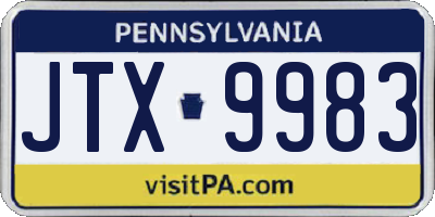 PA license plate JTX9983