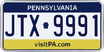 PA license plate JTX9991