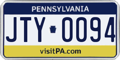 PA license plate JTY0094