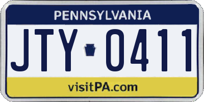 PA license plate JTY0411