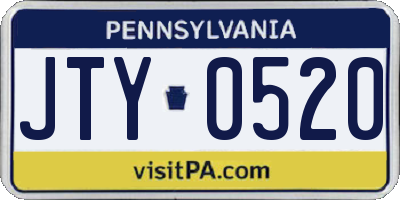PA license plate JTY0520