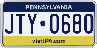 PA license plate JTY0680