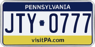 PA license plate JTY0777
