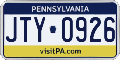 PA license plate JTY0926