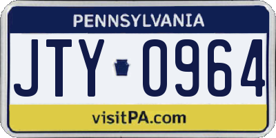 PA license plate JTY0964