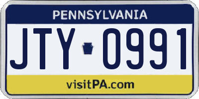 PA license plate JTY0991