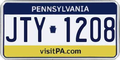 PA license plate JTY1208