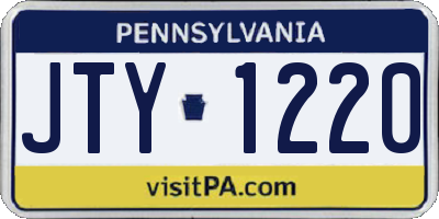 PA license plate JTY1220
