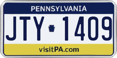 PA license plate JTY1409
