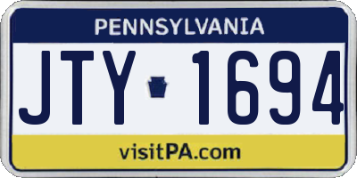 PA license plate JTY1694