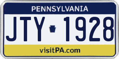 PA license plate JTY1928
