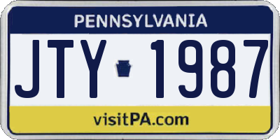 PA license plate JTY1987