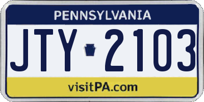 PA license plate JTY2103