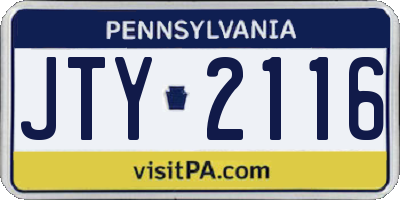 PA license plate JTY2116