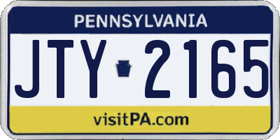 PA license plate JTY2165