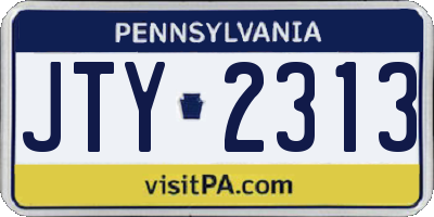 PA license plate JTY2313