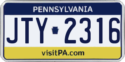 PA license plate JTY2316