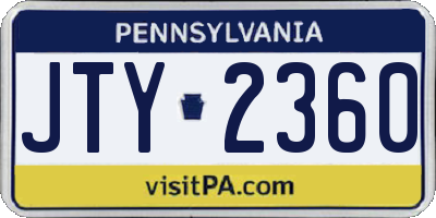 PA license plate JTY2360