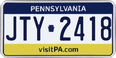PA license plate JTY2418