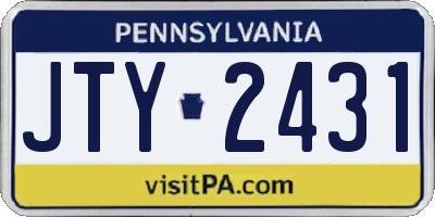 PA license plate JTY2431