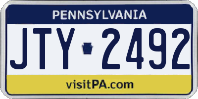 PA license plate JTY2492