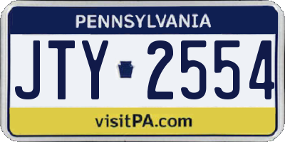 PA license plate JTY2554