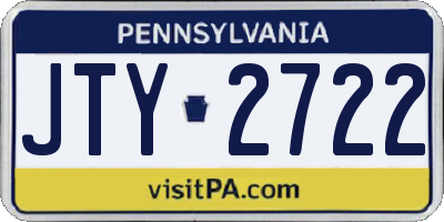PA license plate JTY2722
