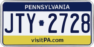 PA license plate JTY2728
