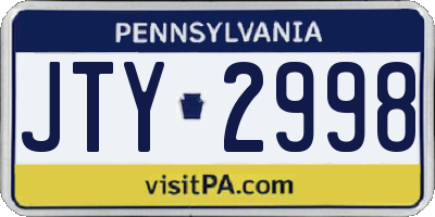 PA license plate JTY2998