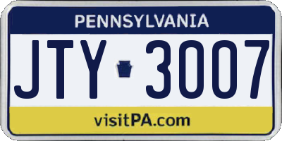 PA license plate JTY3007