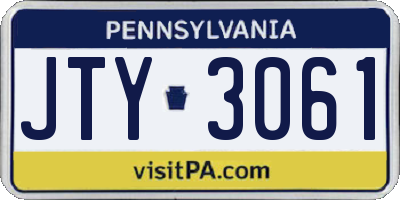 PA license plate JTY3061